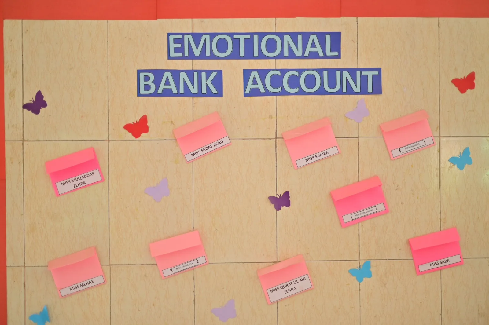 Classroom Emotional Bank Account display used during LIM learning