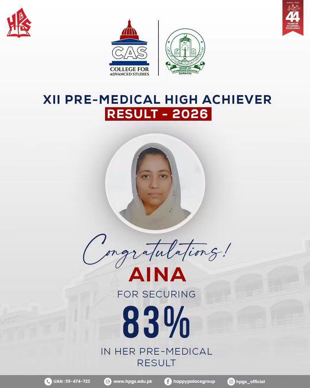 Aina, CAS XII Pre-Medical high achiever